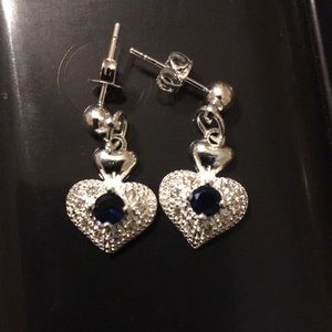 Sapphire and heart earrings
